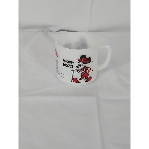 Vintage Fire King Anchor Hocking Mickey & Minnie Mouse Disney Milk Glass Cup Mug - Picture 3 of 5